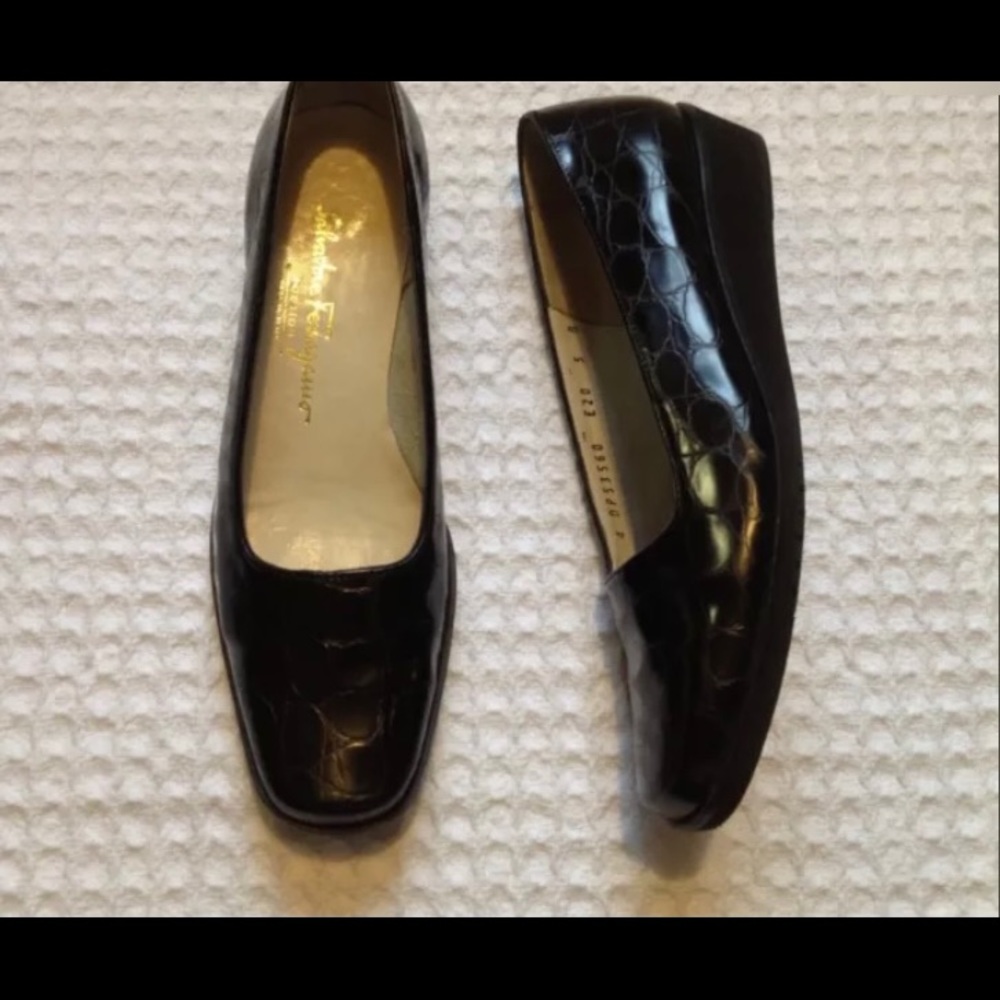 Salvatore Ferragamo alligator embossed wedges